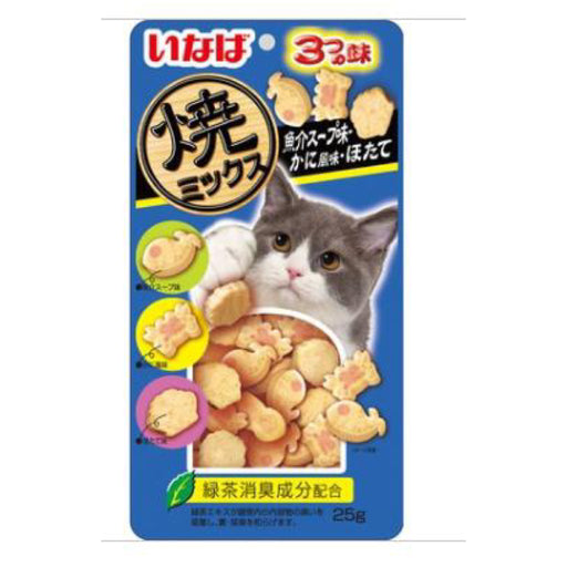 CIAO Soft Bits Mix Tuna & Chicken Fillet with Dried Bonito, Seafood and Crab Flavour 25g