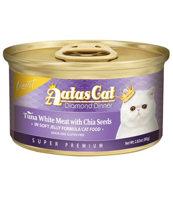 Aatas Cat Finest Diamond Dinner Tuna with Chia Seeds in Jelly Cat Wet Food 80g X24