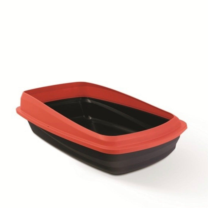 Catit Cat Pan with Removable Rim - Red & Charcoal (2 Sizes)