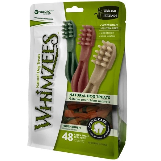 Whimzees Toothbrush Extra Small Natural Dog Treats 48Pcs