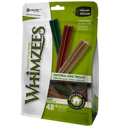 Whimzees Stix Extra Small Natural Dog Treats 48 + 8PCS