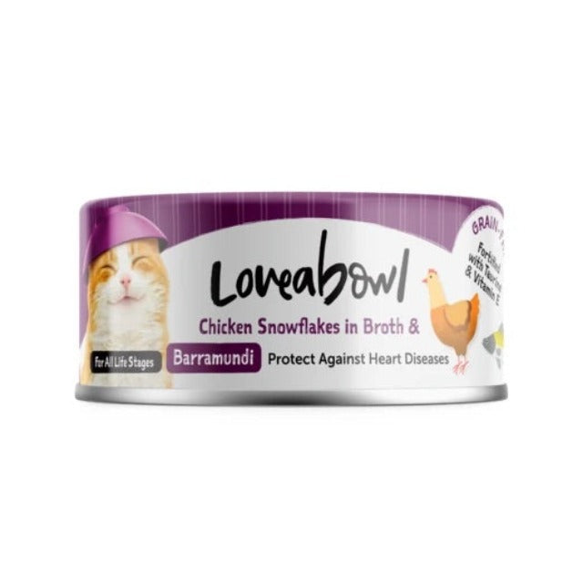 Loveabowl Chicken Snowflakes In Broth With Barramundi Wet Cat Food 70g X24