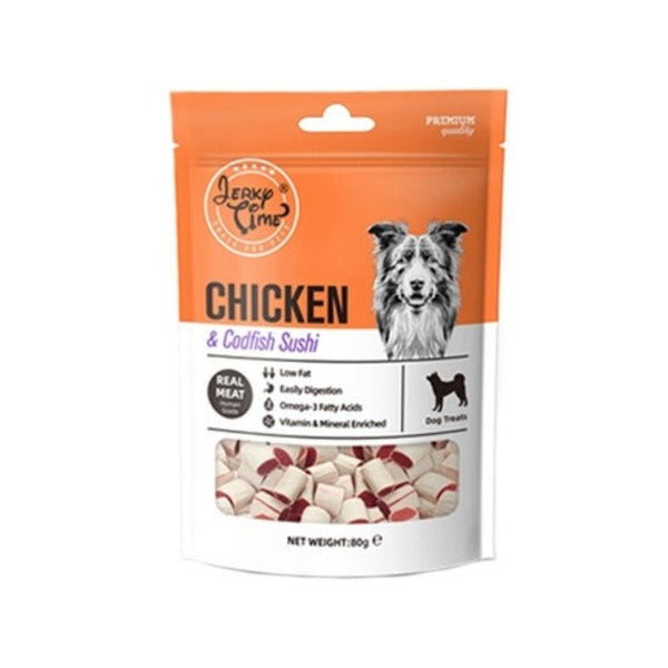 Jerky Time Soft Chicken & Codfish Sushi for Dogs 80g