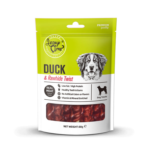 Jerky Time Dried Duck & Raw Hide Twist for Dogs 80g