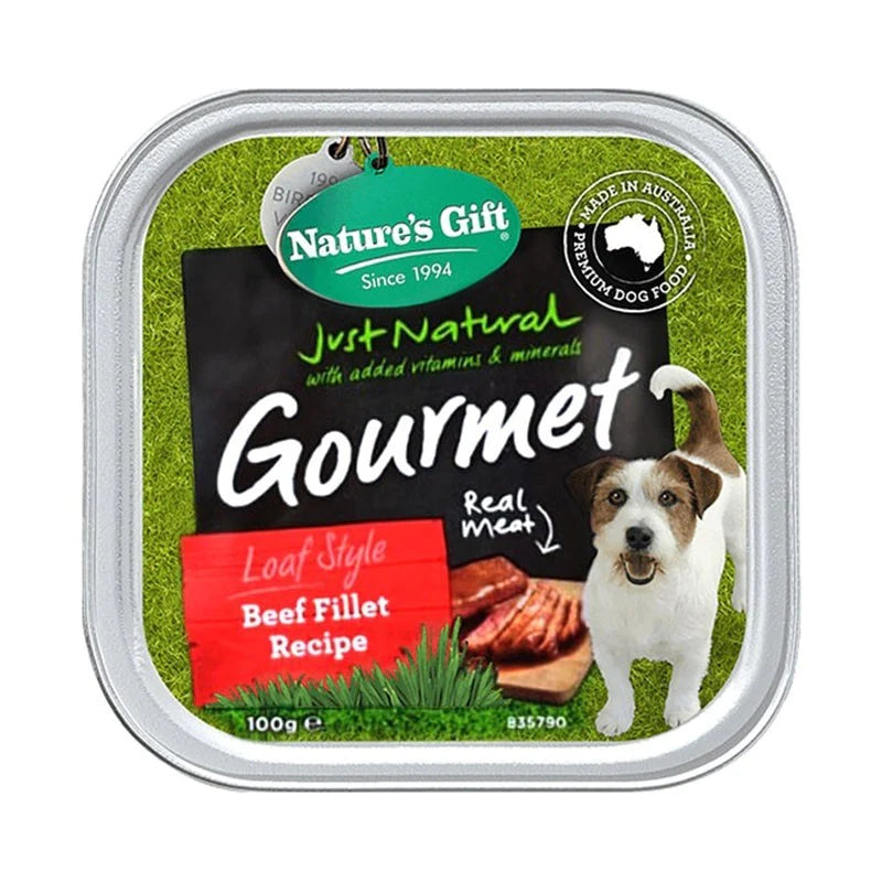 Nature's Gift Gourmet Loaf Style Beef Fillet Tray Dog Food 100g X9