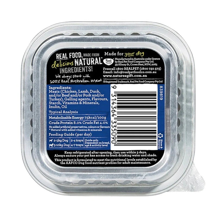 Nature's Gift Gourmet Loaf Style Chicken & Duck Tray Dog Food 100g X9
