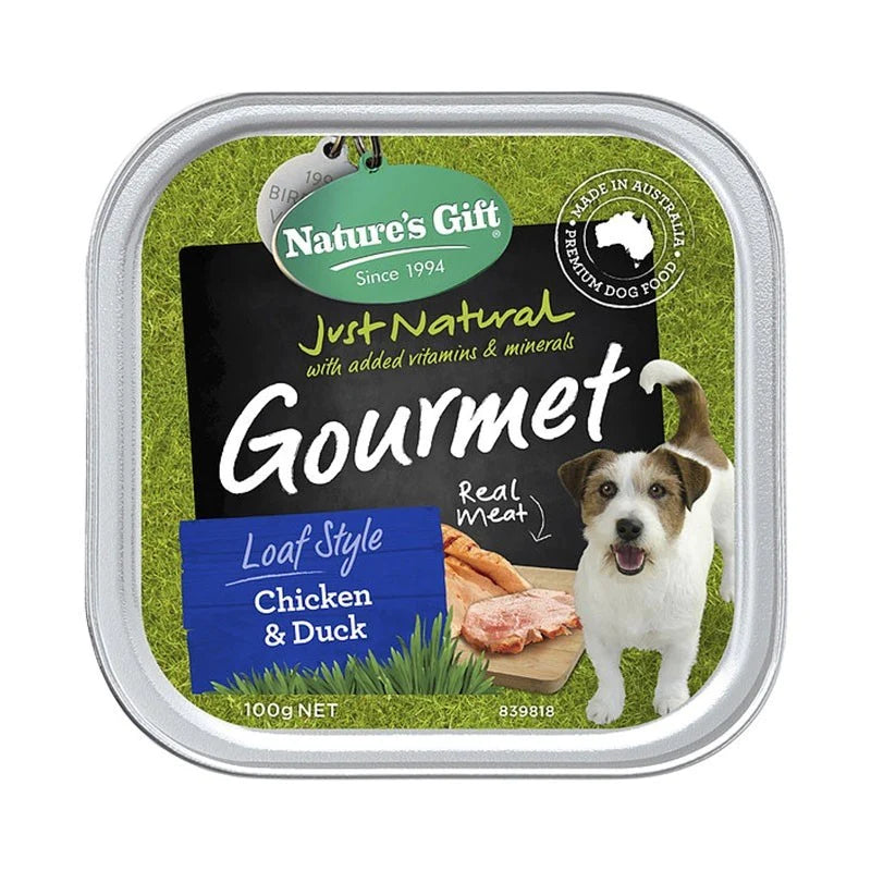 Nature's Gift Gourmet Loaf Style Chicken & Duck Tray Dog Food 100g X9