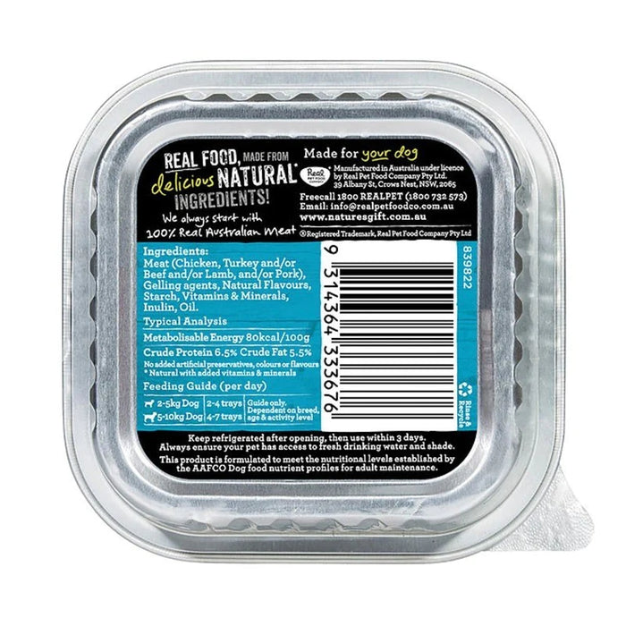 Nature's Gift Gourmet Loaf Style Real Chicken Tray Dog Food 100g X9