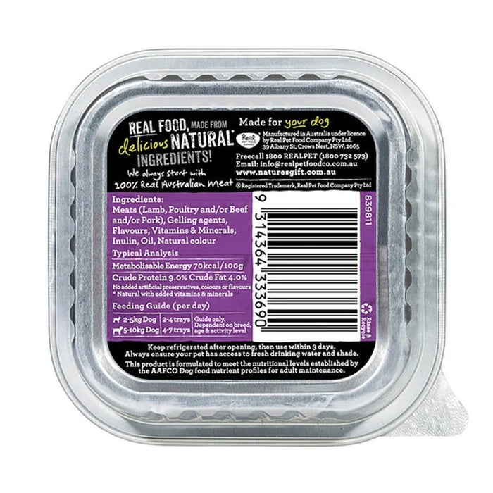 Nature's Gift Gourmet Loaf Style Succulent Lamb Tray Dog Food 100g X9