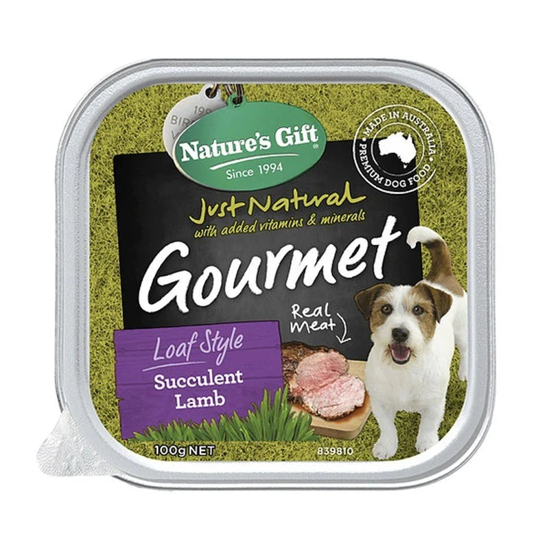 Nature's Gift Gourmet Loaf Style Succulent Lamb Tray Dog Food 100g X9