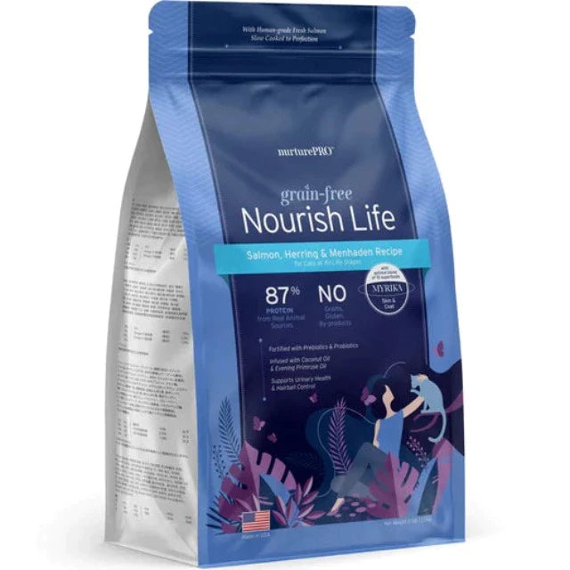Nurture Pro Nourish Life Skin and Coat Salmon, Herring & Menhaden Recipe Grain-Free Dry Cat Food 227g
