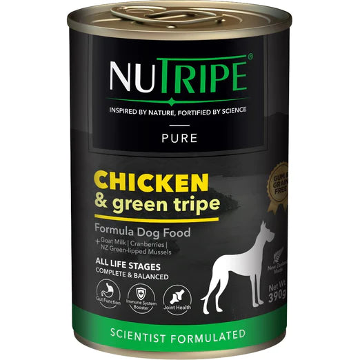 Nutripe Pure Chicken & Green Tripe Dog Wet Food (Gum Free) 390g X12