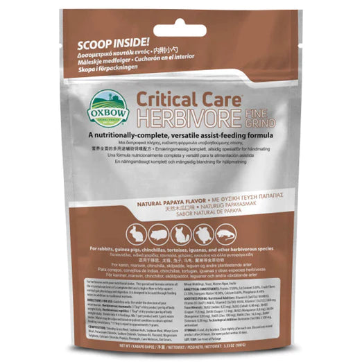 Oxbow Critical Care Fine Grind Papaya Small Animals Recovery Food 100g