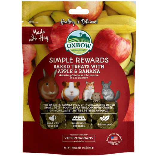 Oxbow Simple Rewards Baked Treats With Apple & Banana For Small Animals 85g