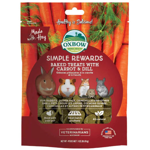 Oxbow Simple Rewards Baked Treats With Carrot & Dill For Small Animals 85g
