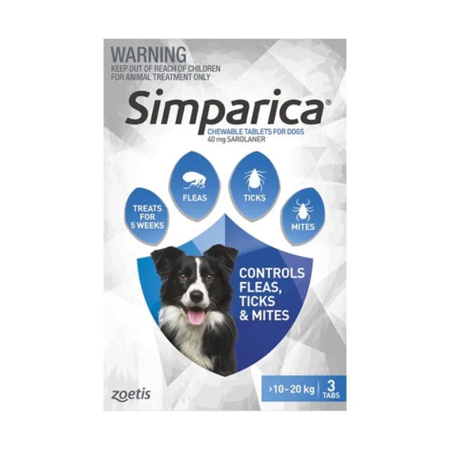 Simparica Anti Flea & Tick Chews For Medium Dogs (10.1-20kg) 3ct