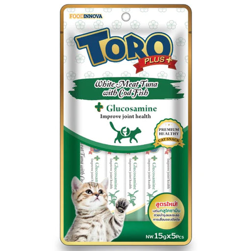 Toro Cat Treat Plus White Meat Tuna with Cod Fish and Glucosamine for Joint Health 75g (15g x 5pcs)