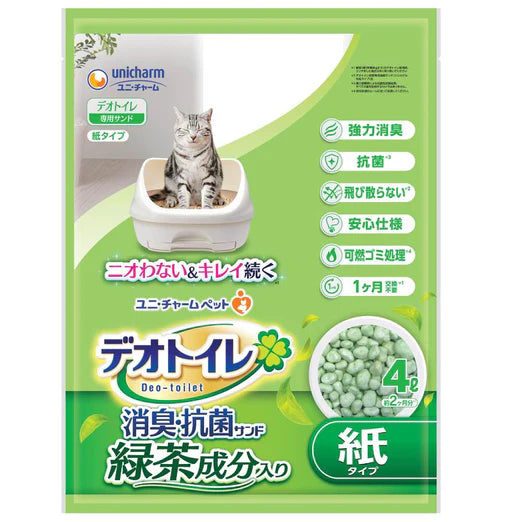 Unicharm Cat Litter Box Top Deck Zeolite Pellet Refill Green Tea Scent 4L