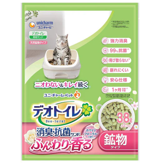 Unicharm Cat Litter Box Top Deck Zeolite Pellet Refill White Floral Scent 3.8L