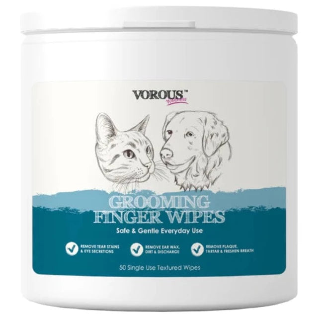 Vorous Grooming Finger Wipes For Cats & Dogs 50pcs